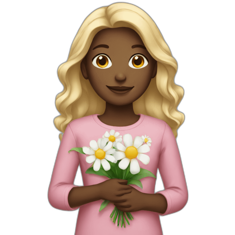 girl holding flowers emoji