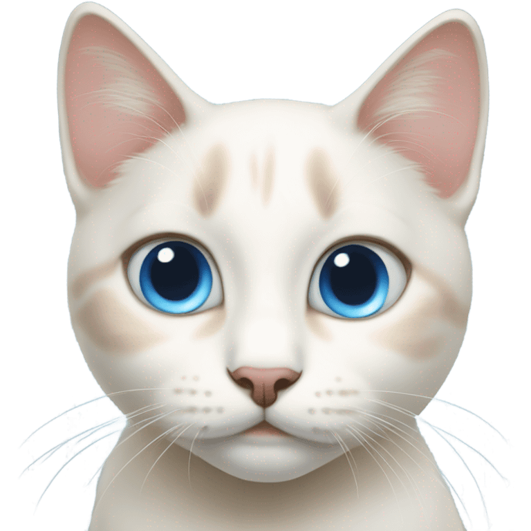 White and cream color cat with big blue eyes. Face close up emoji