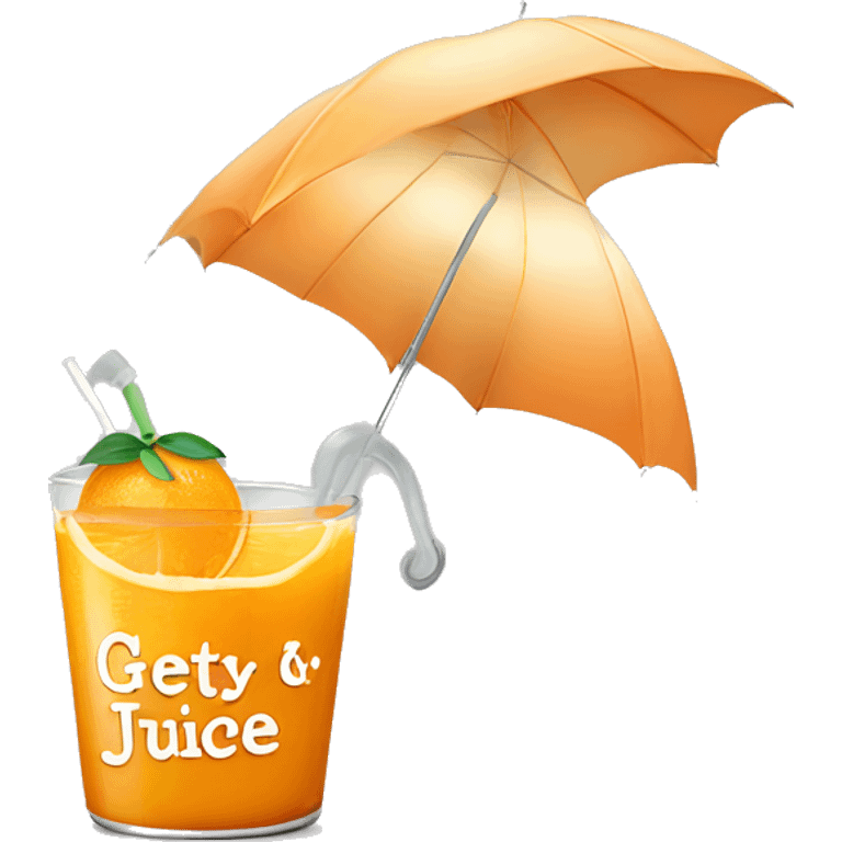 Orange juice with an umbrella and a get well soon sign sticking out of it  emoji