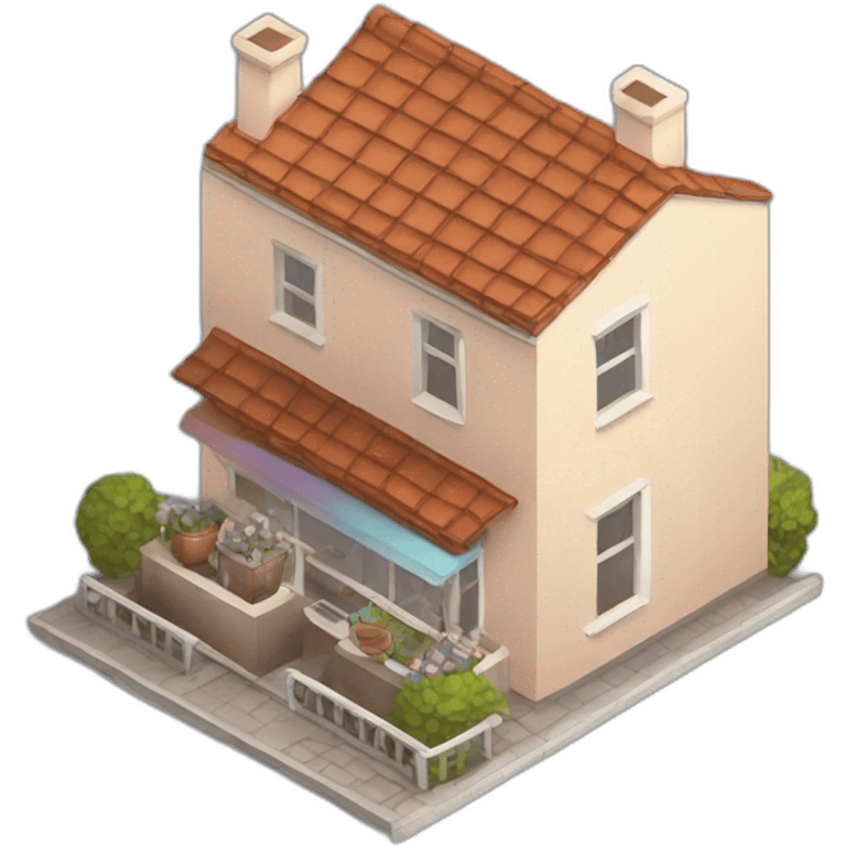 Coffee cup house isometric emoji