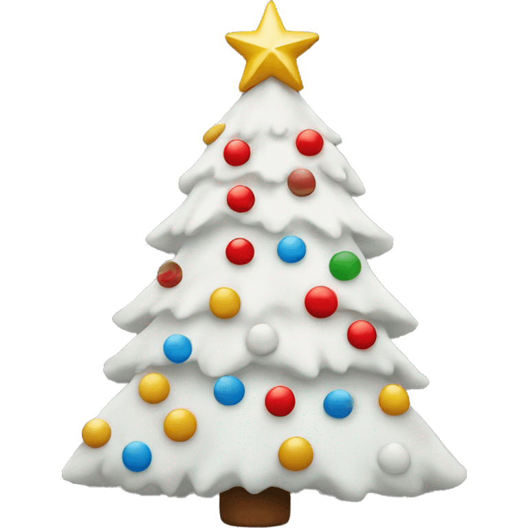 White Christmas tree with a colorful star and red bow on top emoji