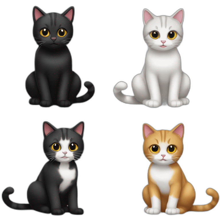 Tres -gatos-jugando,-uno-es-atigrado-y-una-gata-negra-con-manchas-blancas-jugando emoji