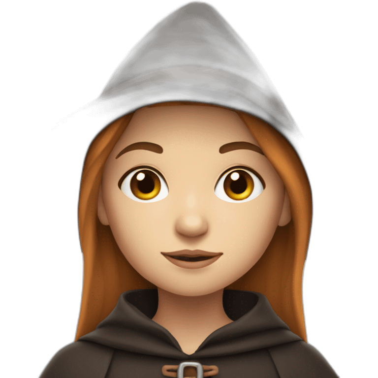 a young white brown very thin girl dressed as a witch emoji