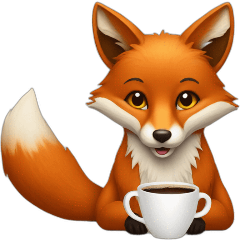 Fox with coffee emoji