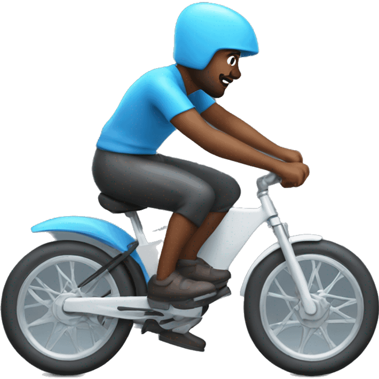 a 3d artist on a bike which supports with effort the emoji of the Small Blue Diamond emoji