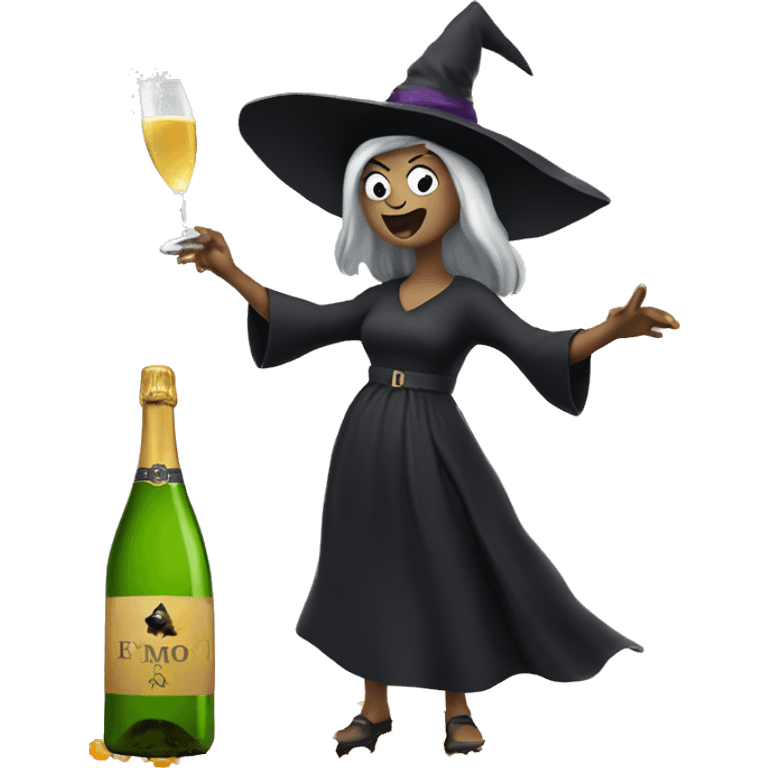 Witch Popping Champagne Bottle emoji