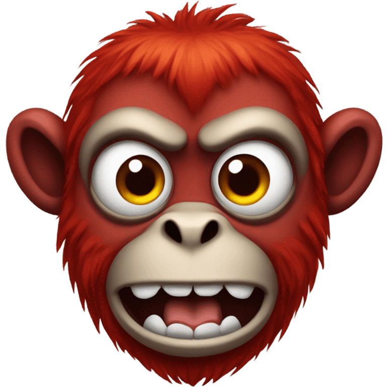 Evil red monkey with horns around its head emoji