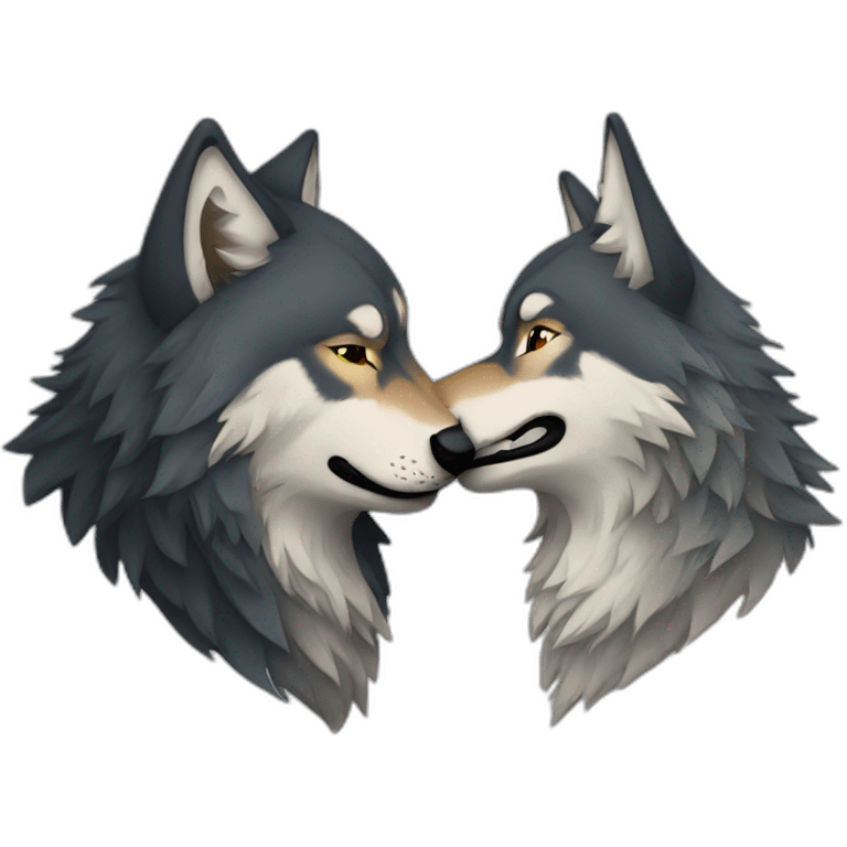 wolf kissing wolf emoji