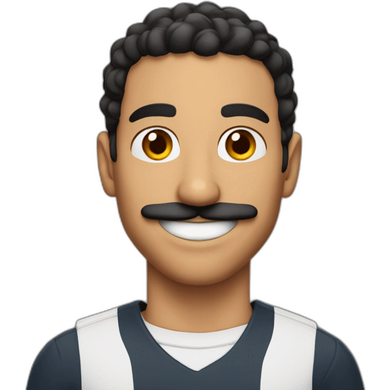 athletic middle eastern guy with a big smile and a mustache short hair dark features emoji