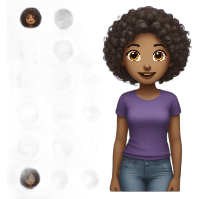 Curly Hair Girl With Husky emoji