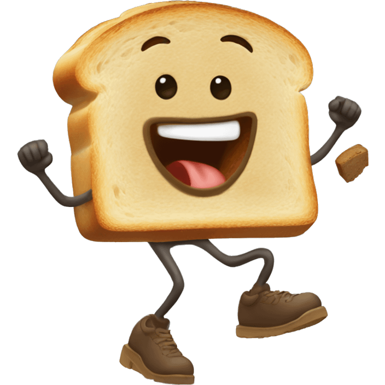 Slice of toast with little feet running away emoji