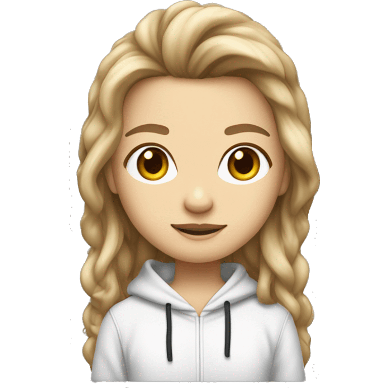 I want you to create a chibi emote, White complexion, hairstyle combed forward dark blonde with lighter highlights, sweatshirt beWhite complexion, dark blonde hairstyle with lighter highlights, hoodie  emoji