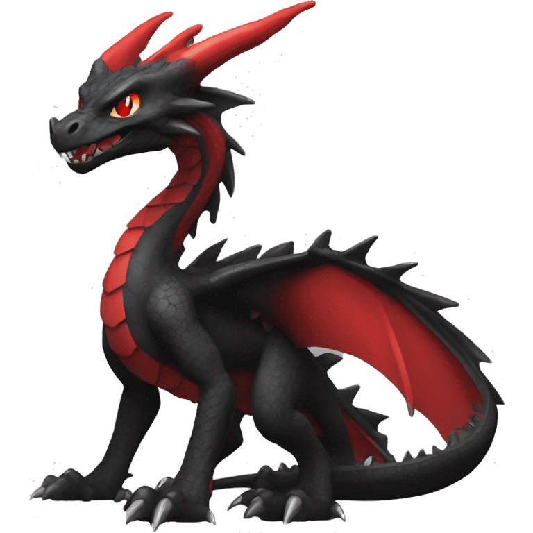 cool edgy black and red Dark-type dragon Pokémon full body emoji