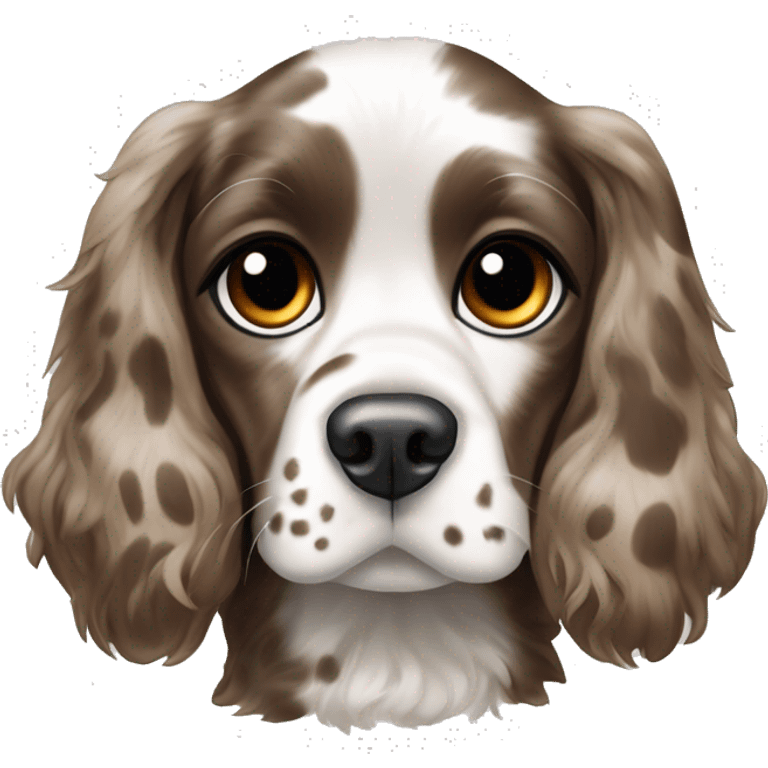 Black and white spotted cocker spaniel one blue eye one brown eye emoji