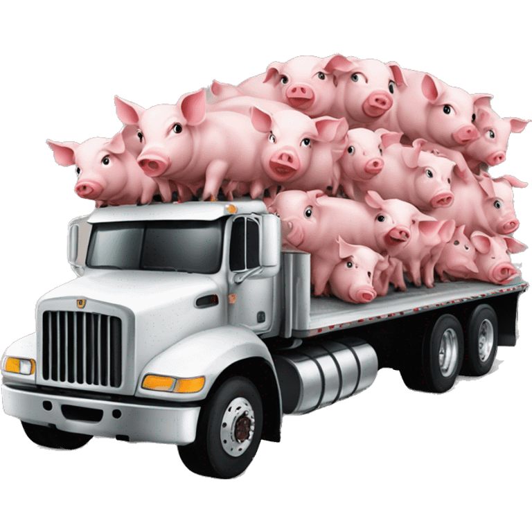 A 18 wheeler truck full of piglets emoji