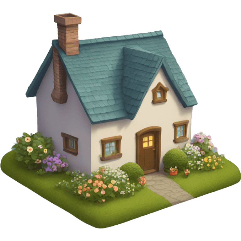 cute cottage with garden emoji