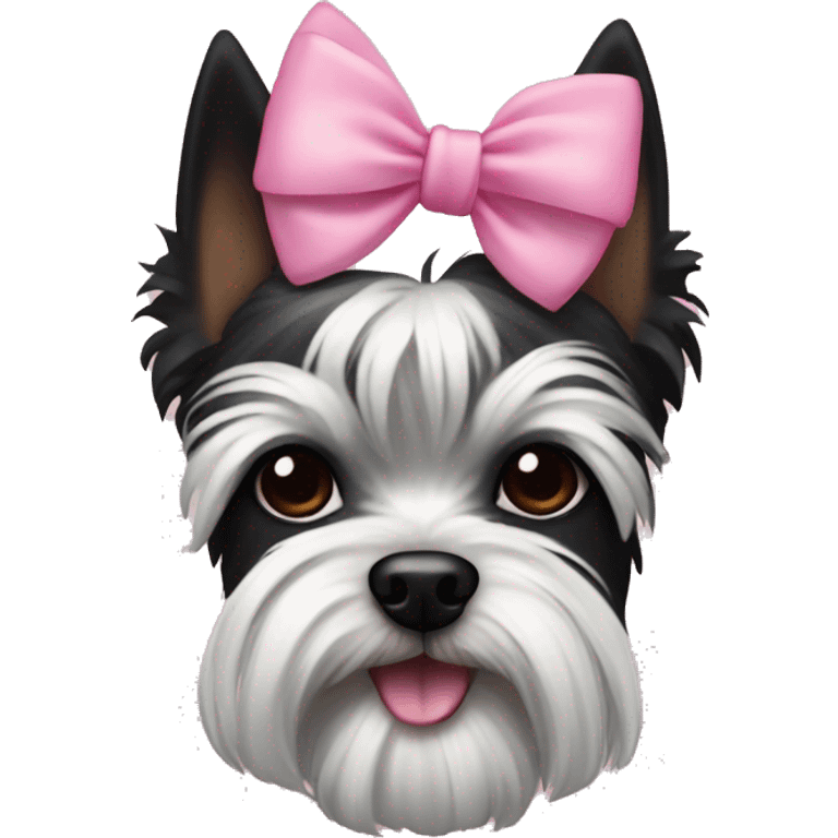 black Biewer Terrier with pink bow emoji