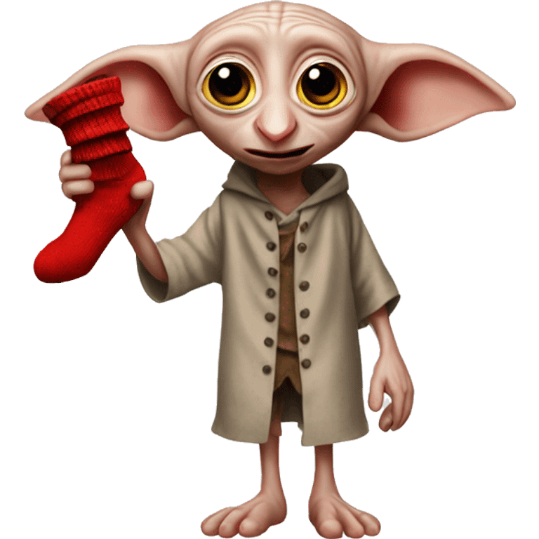 Dobby holds a red sock in his hand emoji