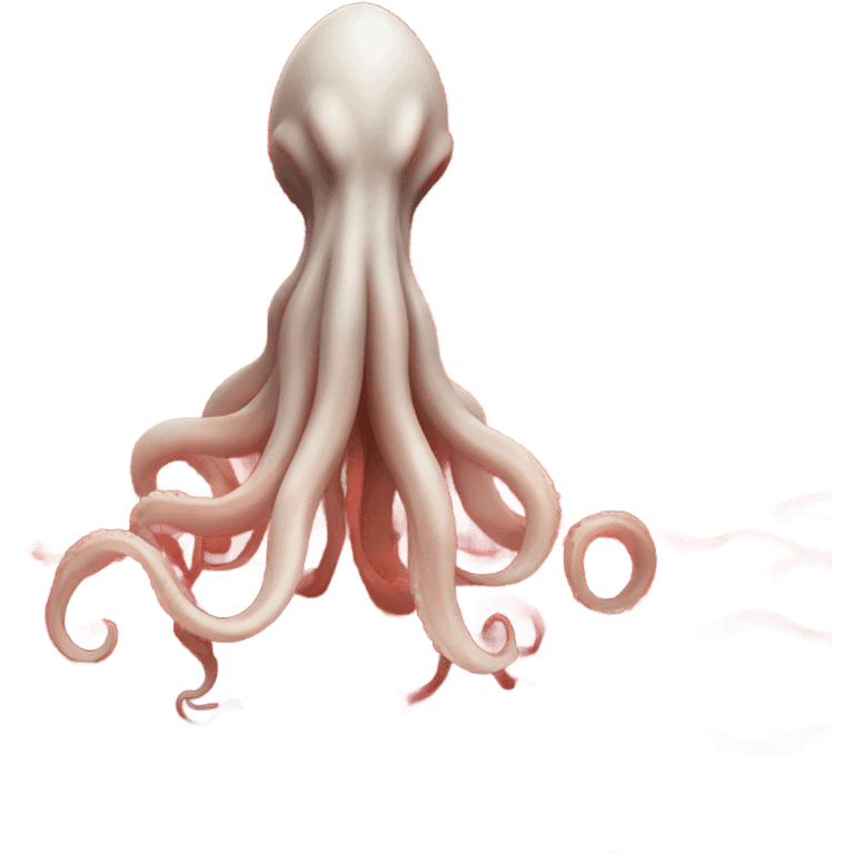 Squid rising from a red ocean emoji