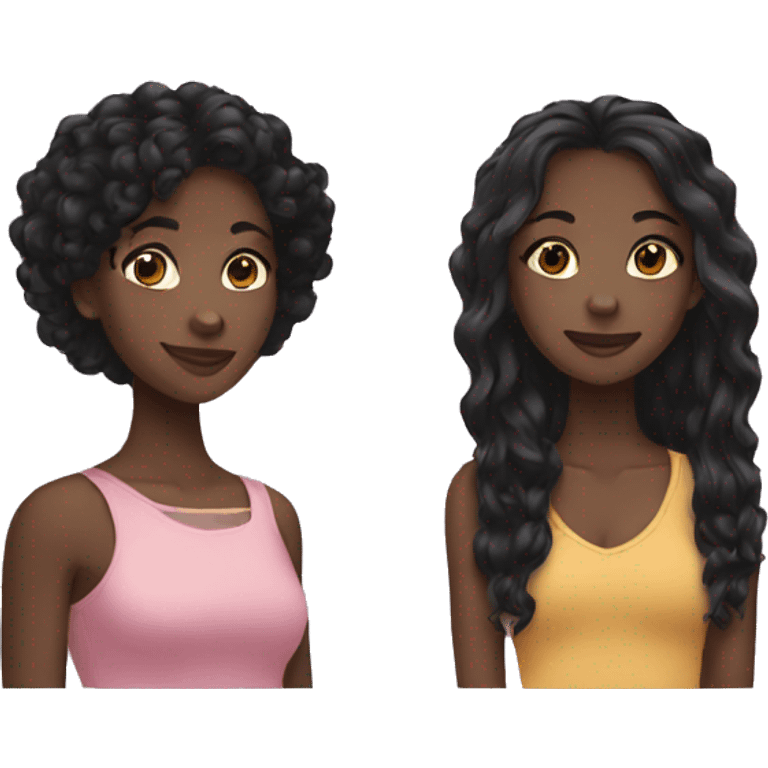 1 long hair black girl and 1 short hair black girl  emoji