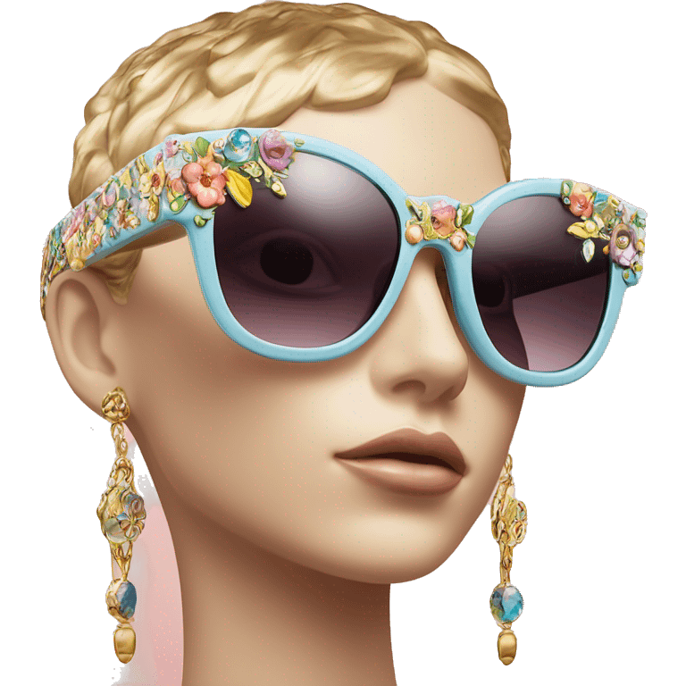 Dolce and Gabbana sunglasses with colourful pastel ornament and golden detais  emoji