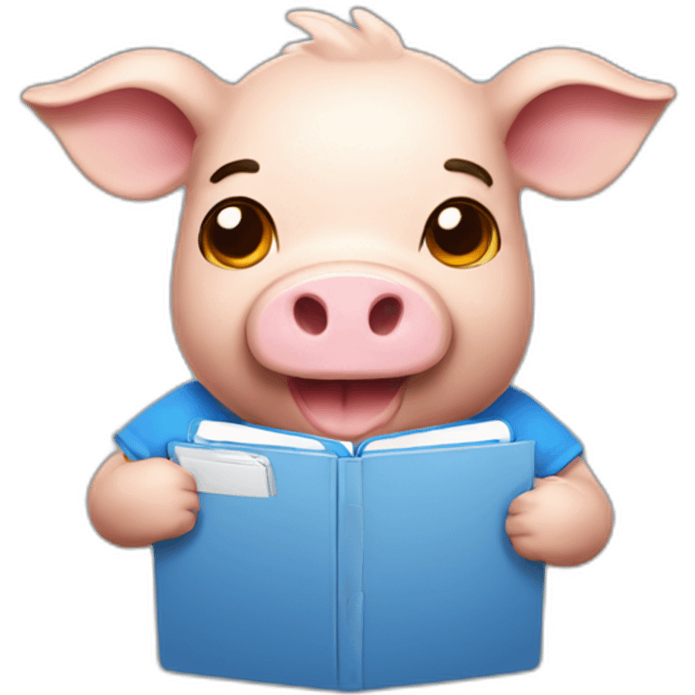 pork with blue shirt and folder on his hand emoji