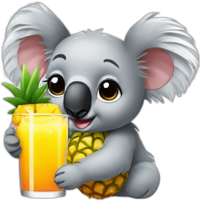 koala bear drinking pineapple cocktail emoji