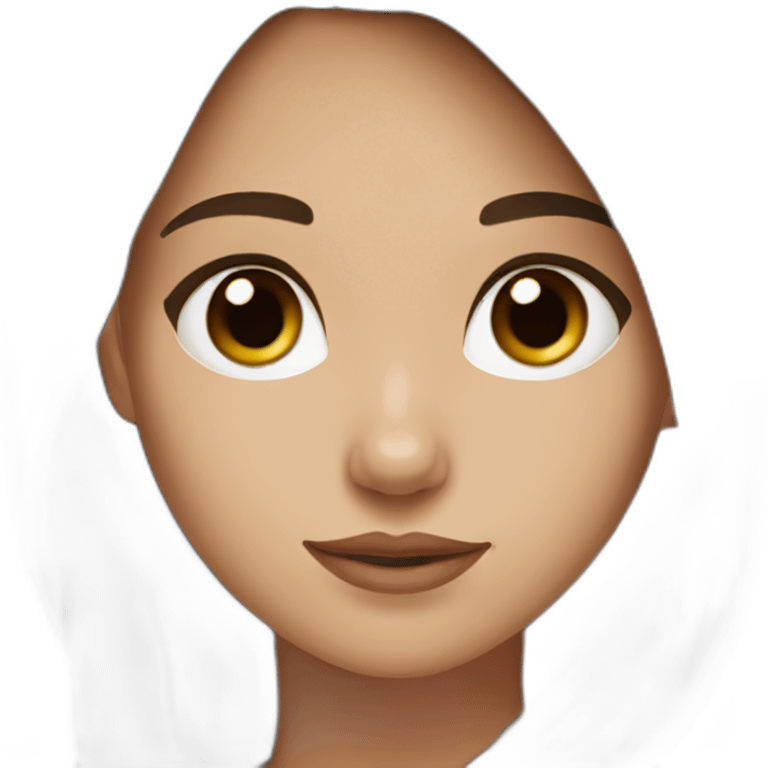 a girl with brown hair with a white and black pomerania  emoji