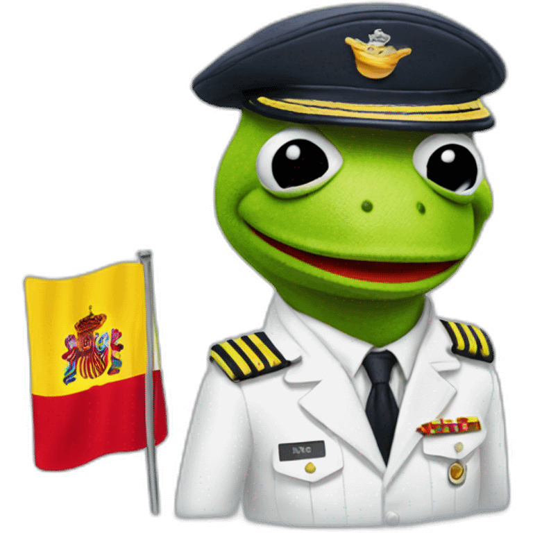 kermit as airline pilot with spanish flag in the background emoji