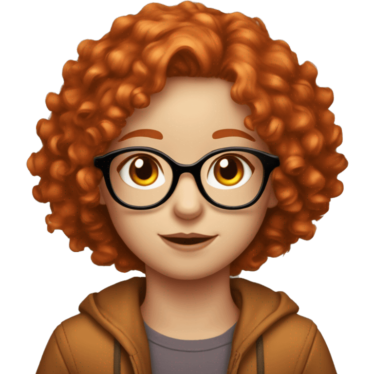 make emoji of cute redhead curly fair skinned girl with freckles wearing glasses looking like a fox emoji