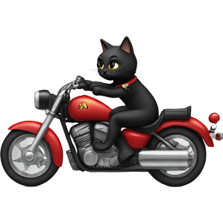 Black cat riding a motorcycle  emoji