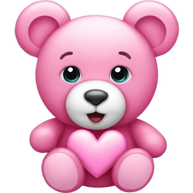 pink teddy with a heart emoji