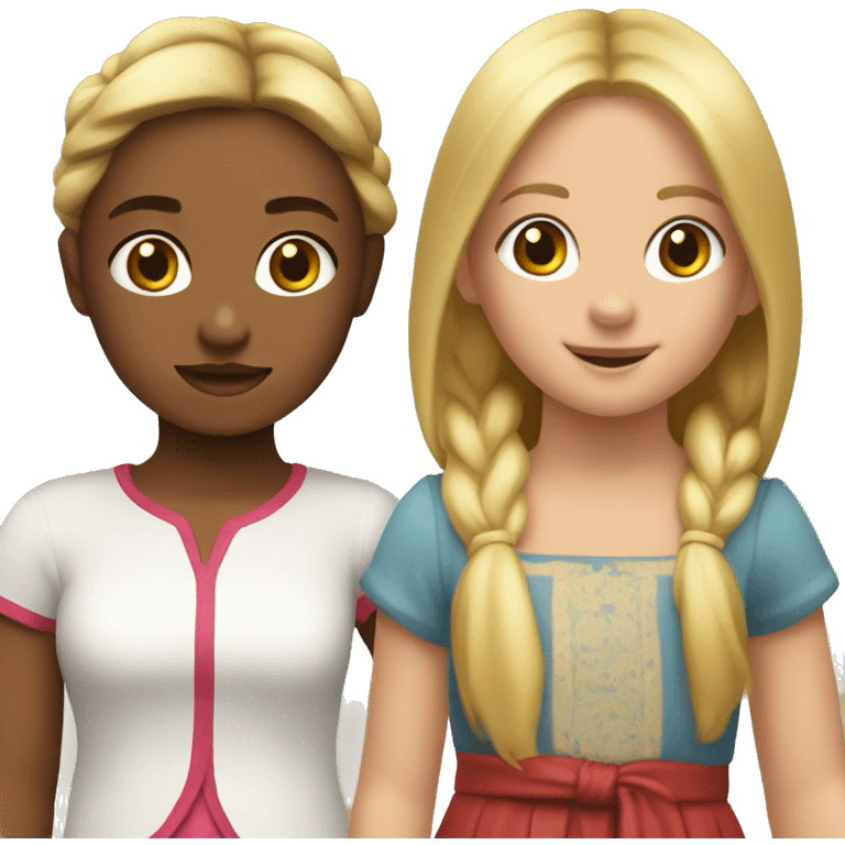 NIÑA RUBIA Y NIÑA CASTAÑA JUGANDO emoji