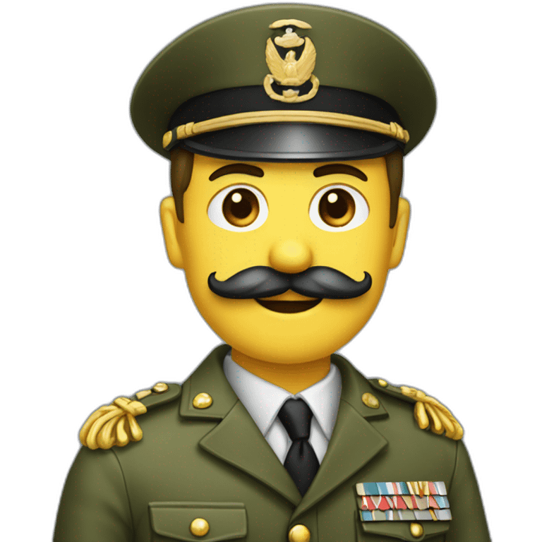 Homme avec moustache carré en tenue militaire le bras emoji