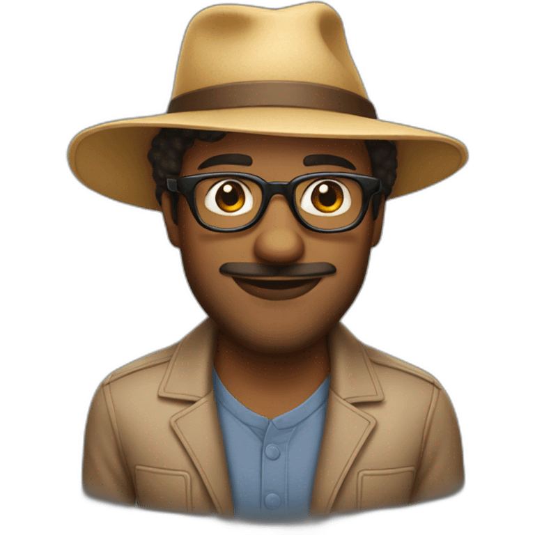 man with glasses and stubble with a hat that says "jazz baby" emoji