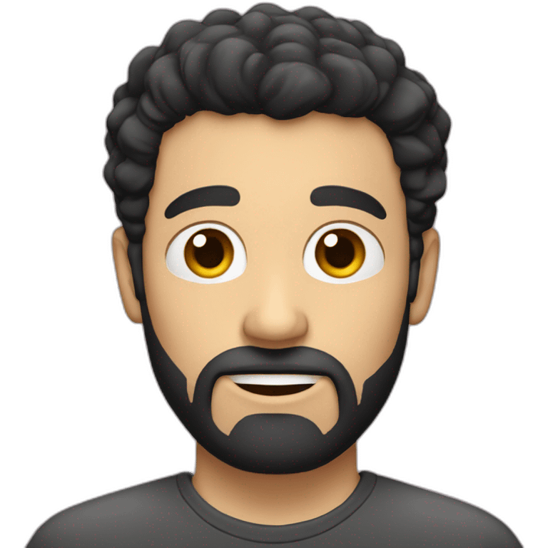 White man with unshaven beard and black hair emoji