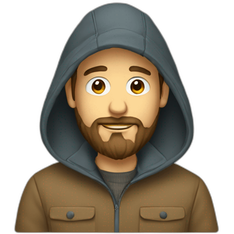 man with beard in coats drawing on a computer emoji