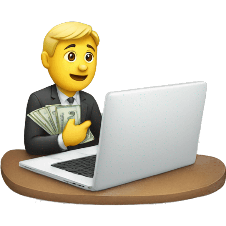 man with laptop and cash emoji