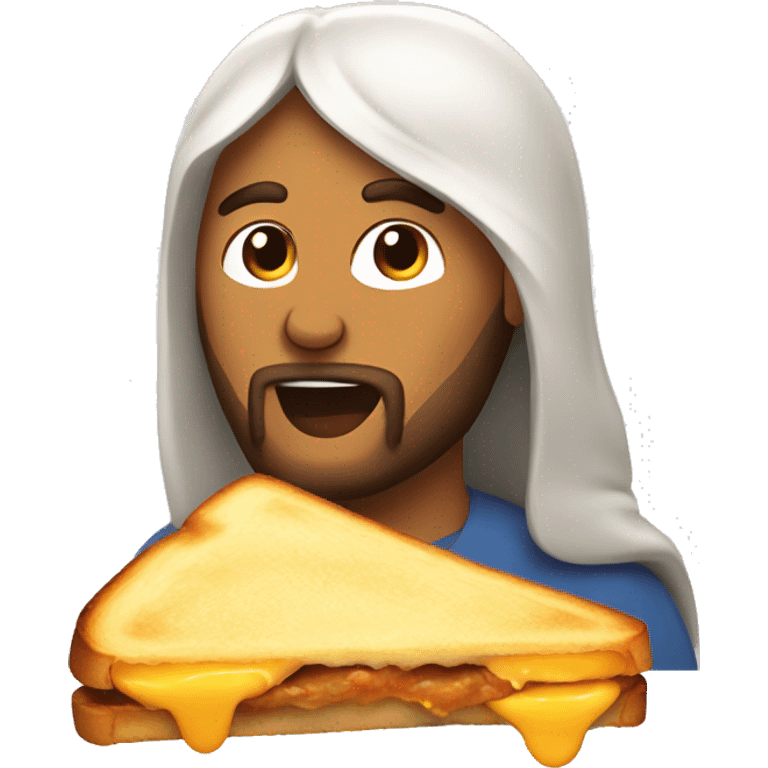 Jesus eating a grilled cheese emoji