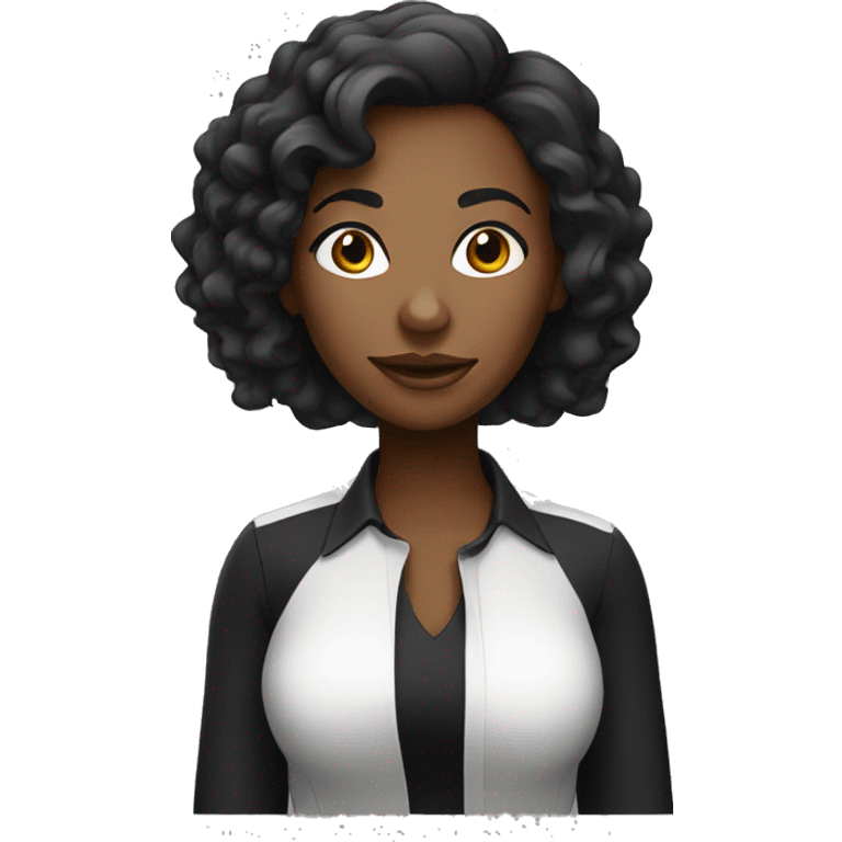 a cartoon looking pretty black woman in black shirt with white background  emoji