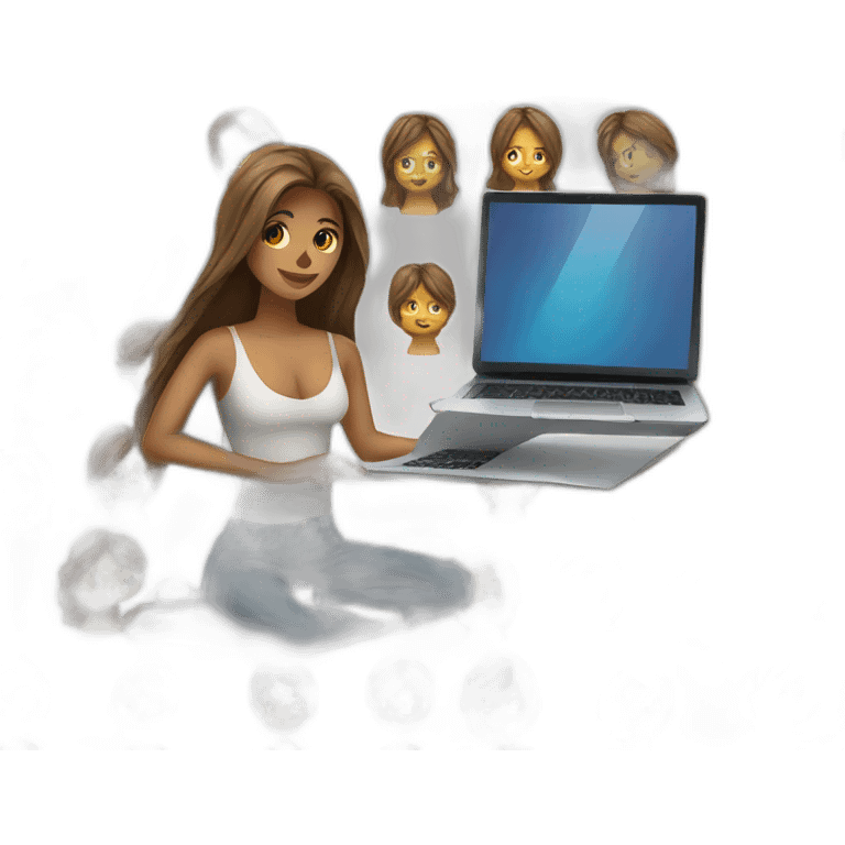 tan skin long hair woman working on laptop emoji