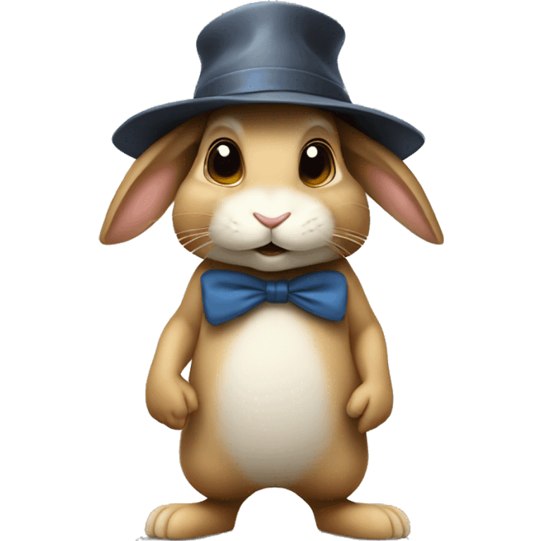 rabbit stands on two legs with a hat two ears emoji