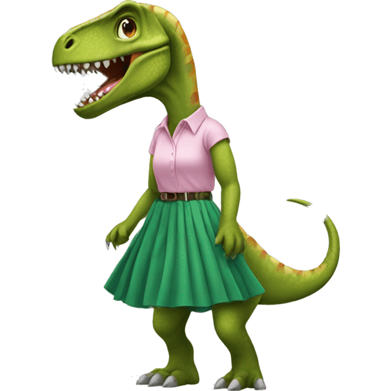 Dinosaur wearing a skirt emoji