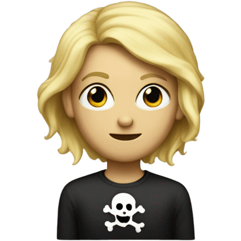 A figure on a skull and crossbones monture with blond hair
 emoji