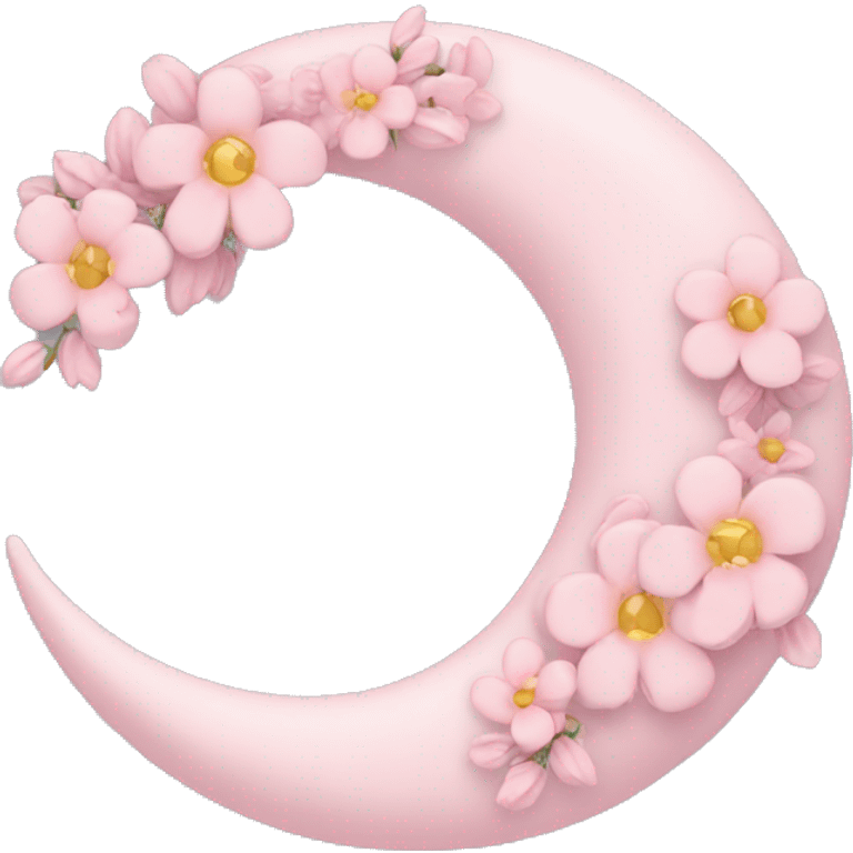 Light pink crescent with flowers  emoji