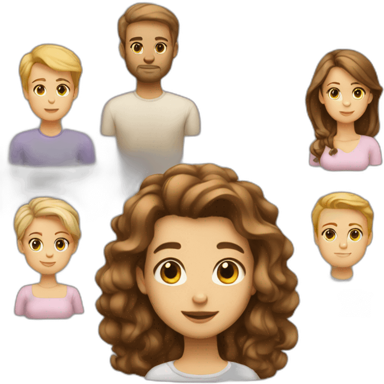 White family Brown hair man woman babygirl emoji