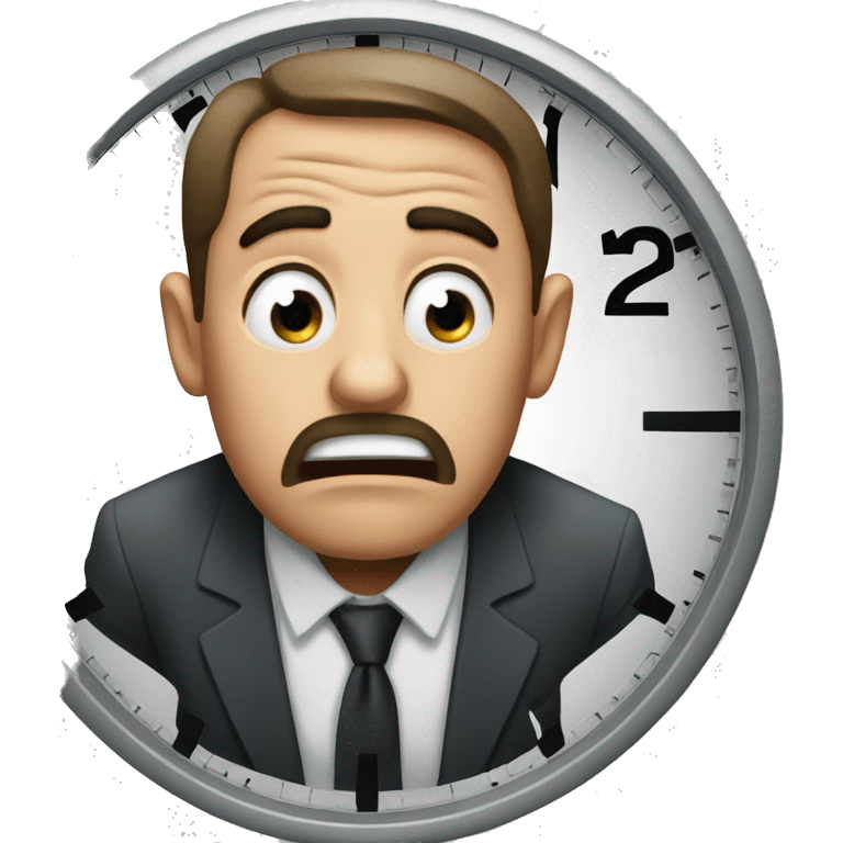 Man afraid of clock emoji