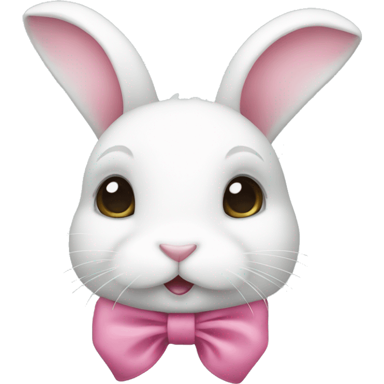 cute little white bunny with a pink bow emoji