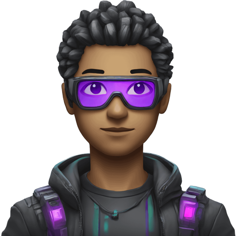 agent, laser eyes, cyberpunk, code, cyan and purple colors, only upper body portrait emoji