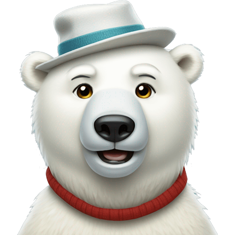 Polar bear with a hat emoji